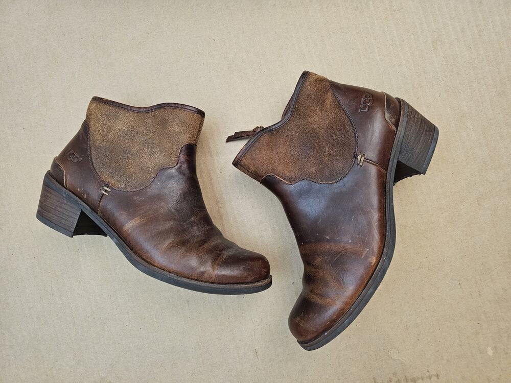 UGG Womens Size 6 M Brown Suede Leather Zip Ankle Fashion Boots Bootie
